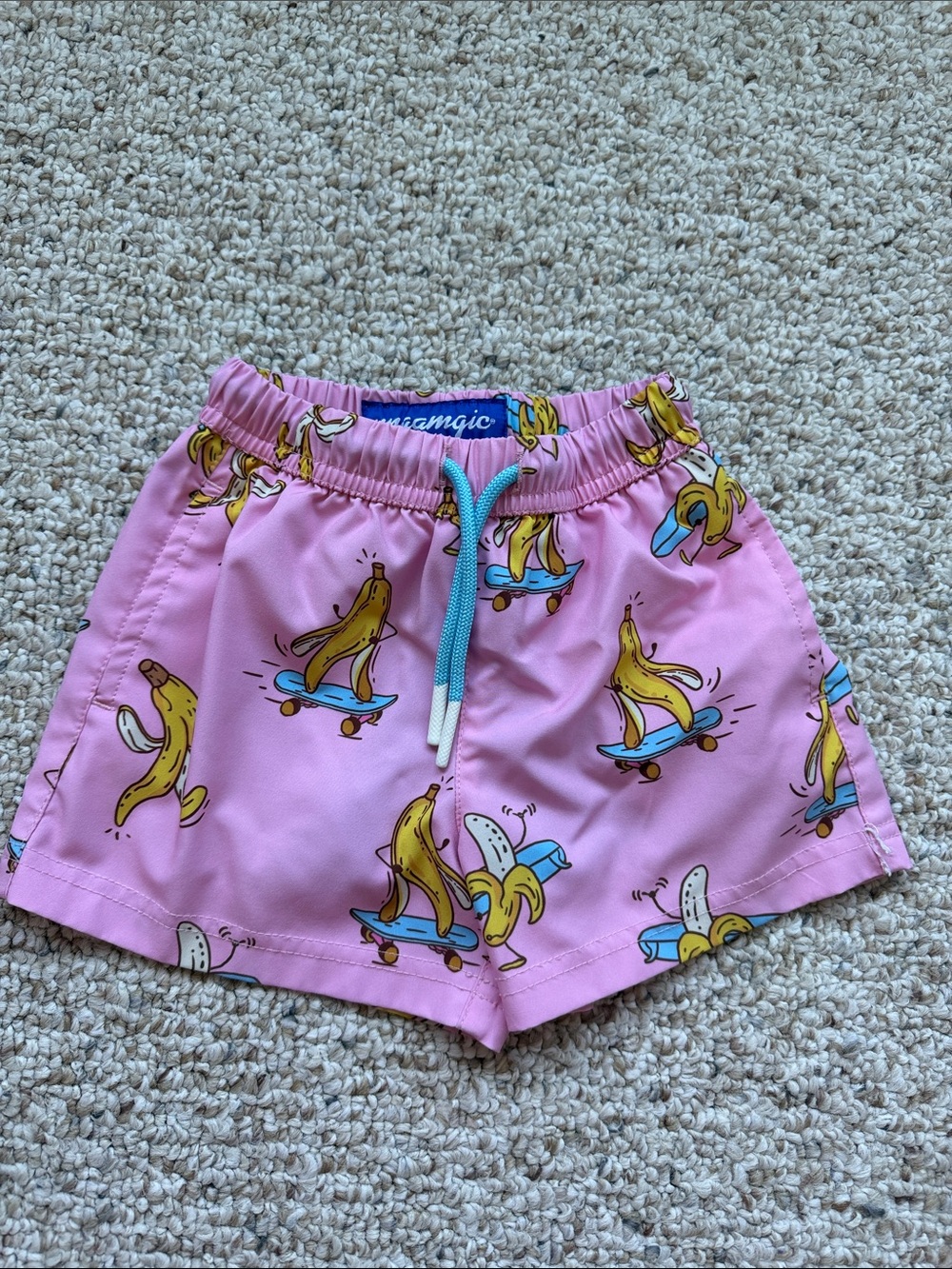 Maamgic Kids Pink Banana Skate Shorts with Contrast Drawstring